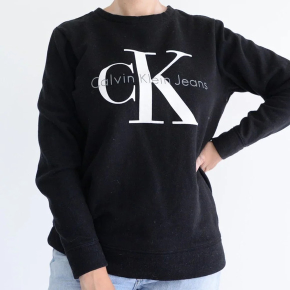 Calvin Klein Jeans Black 60% Cotton Crewneck Sweater Size XS - Picture 3 of 14